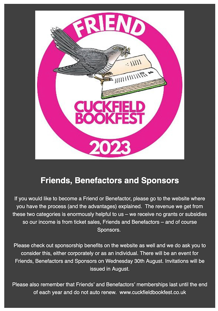 friends and sponsors cuckfield book festival